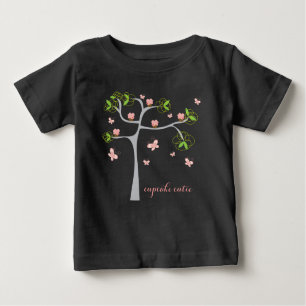 Whimsical Cupcakes Birthday Tree Butterflies Girl Baby T-Shirt