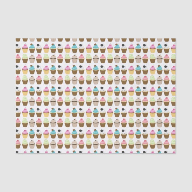 Whimsical Cupcakes Pattern Tissue Paper (Front)