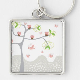Whimsical Cupcakes Tree Butterflies Sweet Birthday Key Ring