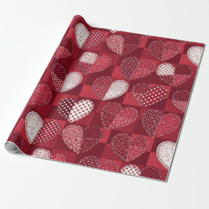 Whimsical Cupid Heart Red White Black Wrapping Paper