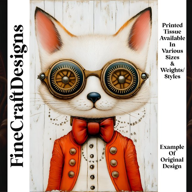 Whimsical Curious Steampunk Fox M2 Decoupage Tissue Paper (Creator Uploaded)