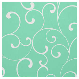 Whimsical Curl Pattern in Aqua Fabric