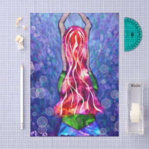 Whimsical Curvy Mermaid Nautical Coastal Decoupage Tissue Paper