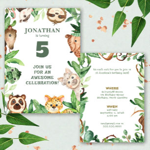 Whimsical Custom Animal Jungle Birthday Invitation