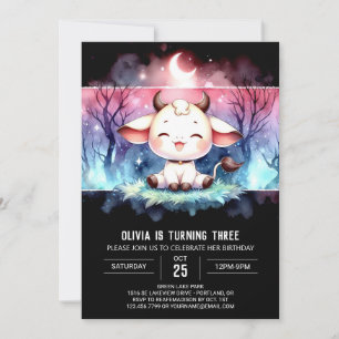 Whimsical Custom Cow Birthday Invitation
