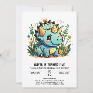 Whimsical Custom Dinosaur Boy Birthday Invitation