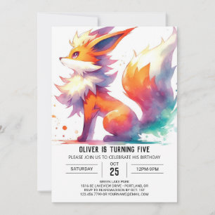 Whimsical Custom Fox Birthday Invitation