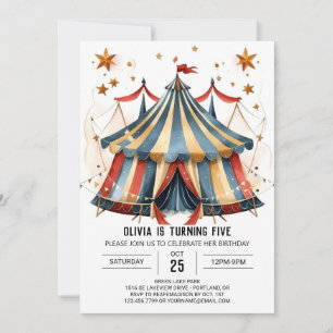 Whimsical Custom Fun Circus Birthday Invitation