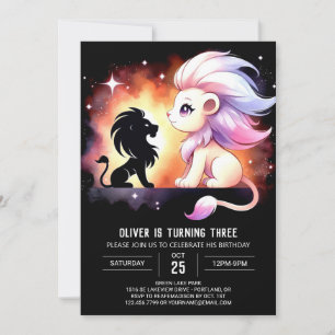 Whimsical Custom Lion Birthday Invitation