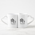 Whimsical custom Mr and Mr Coffee Mug Set<br><div class="desc">Mr and Mr couple coffee mug,  customisable with your own name and your favourite colours.</div>