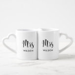 Whimsical custom Mrs and Mrs Coffee Mug Set<br><div class="desc">Mrs and Mrs couple coffee mug,  customisable with your own name and your favourite colours.</div>