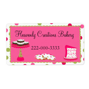 Whimsical Custom Pink & Green Bakery Label