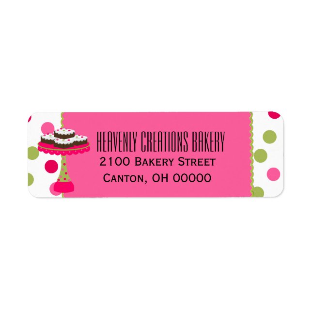 Whimsical Custom Pink & Green Bakery Return Label (Front)
