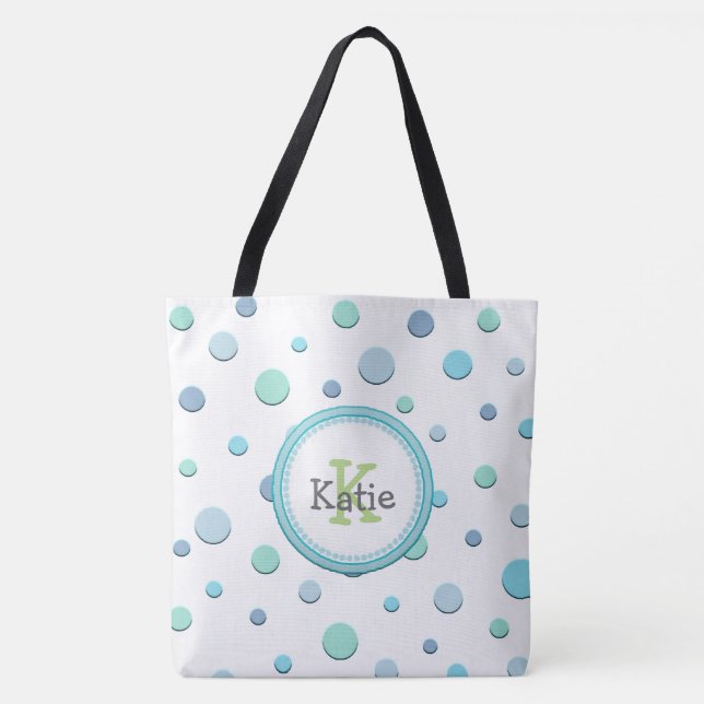 Whimsical Custom Polka Dot Tote Bag (Front)
