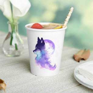 Whimsical Custom Woodland Wolf Birthday Paper Cups