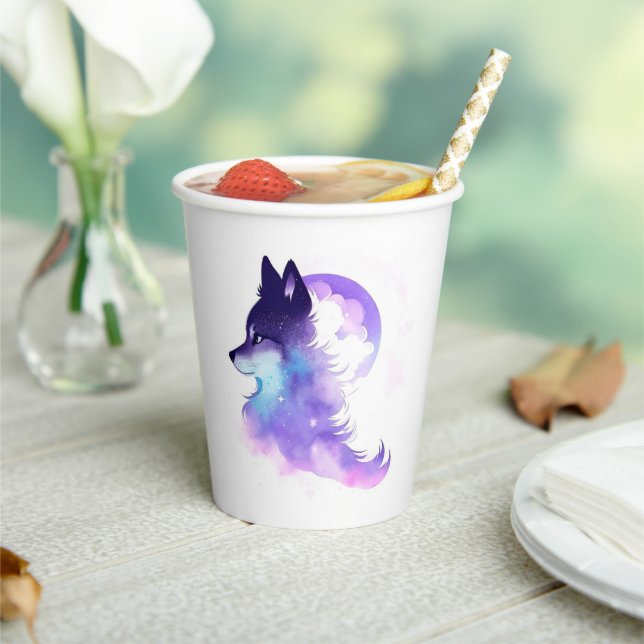 Whimsical Custom Woodland Wolf Birthday Paper Cups (Insitu)