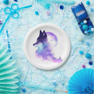 Whimsical Custom Woodland Wolf Birthday Paper Plate