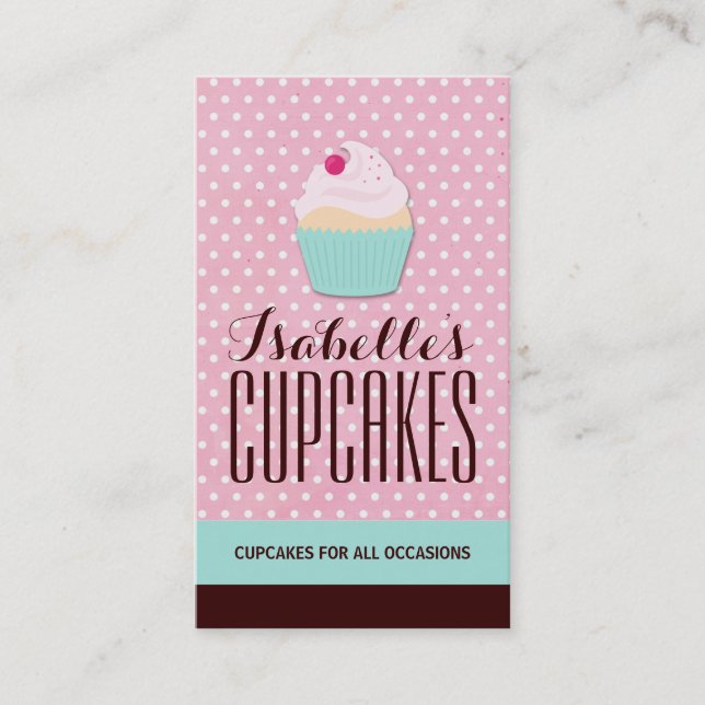 Whimsical Customisable Cupcake Business Card (Front)