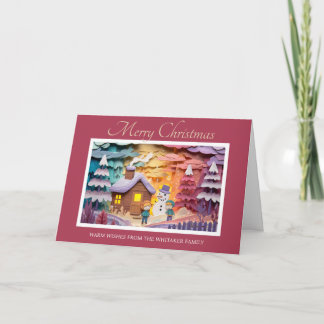 Whimsical cut paper Christmas card