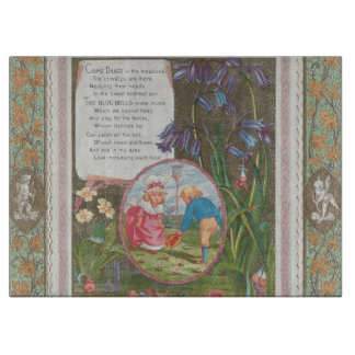 Whimsical Cute Antique Valentine, Kate Greenway Cutting Board