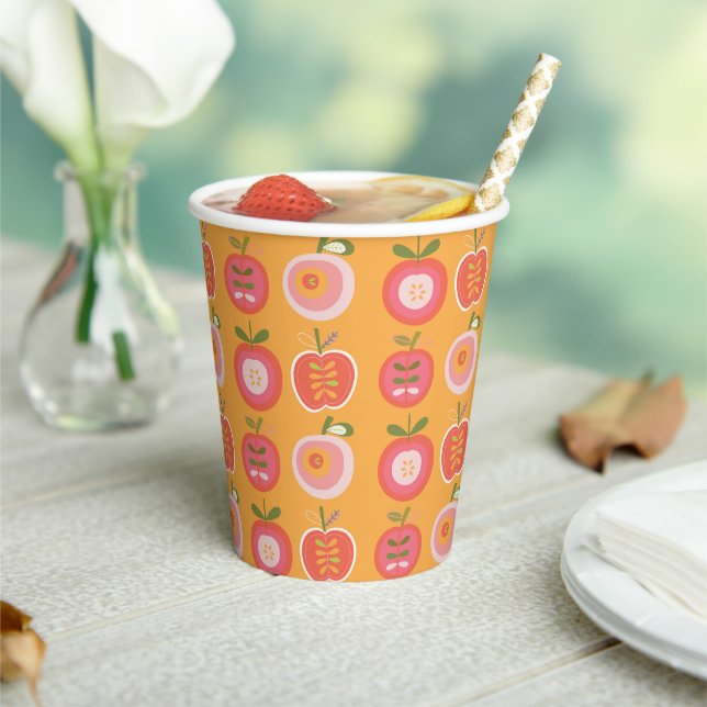  Whimsical Cute Apple Pattern Baby Shower  Paper Cups (Insitu)