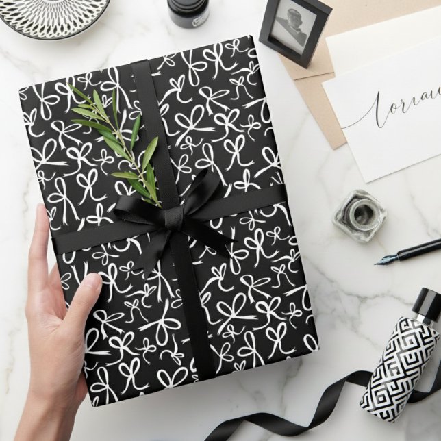 Whimsical Cute Black White Bows Pattern Girly Gift Wrapping Paper (Whimsical Cute Black White Bows Pattern Girly Gift Wrapping Paper
)