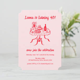 Whimsical Cute Buffet Picnic Custom Birthday Party Invitation