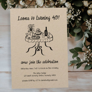 Whimsical Cute Buffet Picnic Custom Birthday Party Invitation