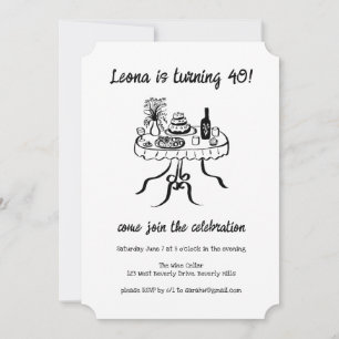 Whimsical Cute Buffet Picnic Custom Birthday Party Invitation