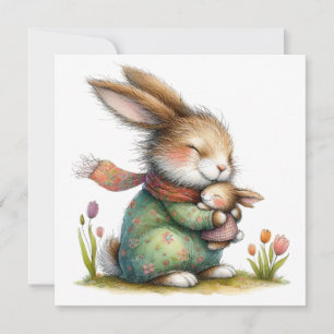 Whimsical Cute Bunny Mother’s Day Mom and Child Card