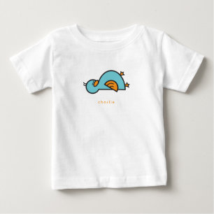 Whimsical Cute Cartoon Teal Blue Baby Duckling Boy T-Shirt