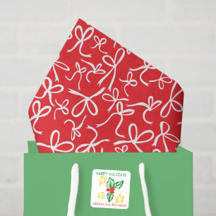 Whimsical Cute Christmas Bows Pattern Girly Gift Tissue Paper