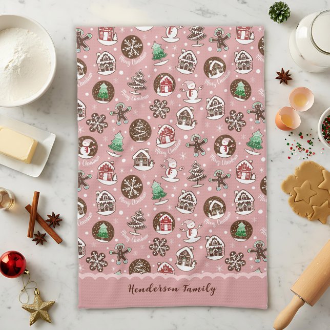 Whimsical Cute Christmas Cookies Custom Winter Tea Towel (Creator Uploaded)