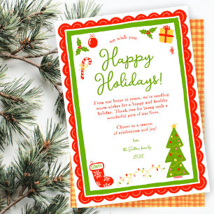 Whimsical Cute Christmas CUSTOM Scalloped  Holiday Card