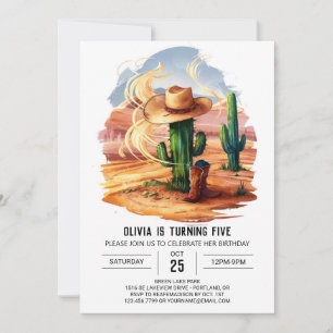 Whimsical Cute Cowboy Birthday Invitation