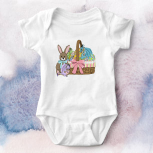 Whimsical Cute Fantasy Dragons Easter Basket  Baby Bodysuit