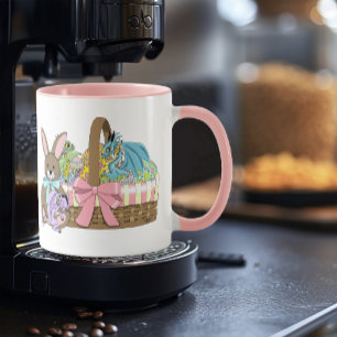 Whimsical Cute Fantasy Dragons Easter Basket Mug