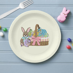 Whimsical Cute Fantasy Dragons Easter Basket  Paper Plate