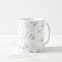 Whimsical Cute Floral and Bird Pattern on White