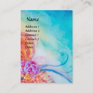 WHIMSICAL CUTE FLOWER FAIRY IN PINK,GOLD SPARKLES BUSINESS CARD