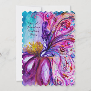 WHIMSICAL CUTE FLOWER FAIRY IN PINK,GOLD SPARKLES INVITATION