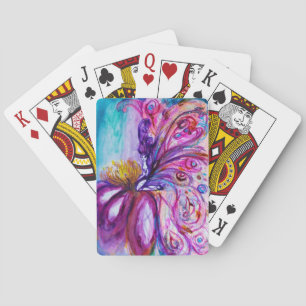WHIMSICAL CUTE FLOWER FAIRY IN PINK,GOLD SPARKLES PLAYING CARDS
