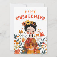 Whimsical Cute Frida Kahlo Happy Cinco de Mayo