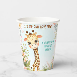 Whimsical Cute Giraffe Birthday Kids Party Paper Cups