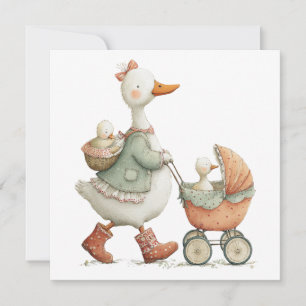 Whimsical Cute Goose Mother’s Day Mom and Children Card