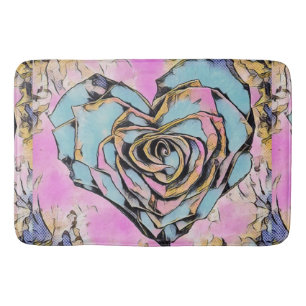 Whimsical cute heart colourful drawing   bath mat