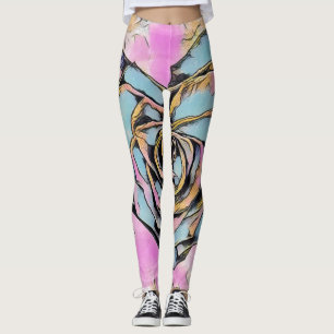 Whimsical cute heart colourful drawing leggings
