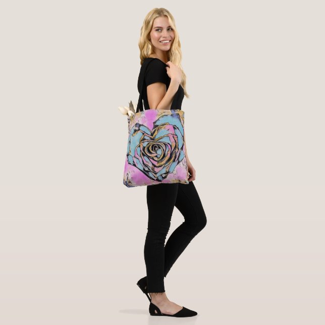 Whimsical cute heart colourful drawing    tote bag (On Model)