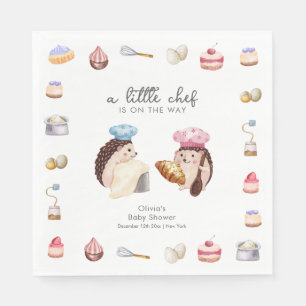 Whimsical Cute Hedgehog Chef Baker Baby Shower Napkin