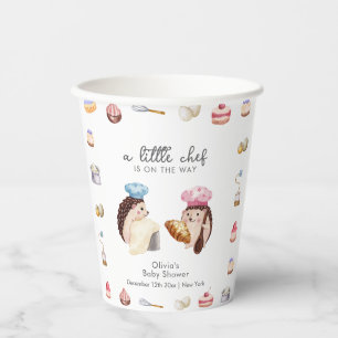 Whimsical Cute Hedgehog Chef Baker Baby Shower Paper Cups
